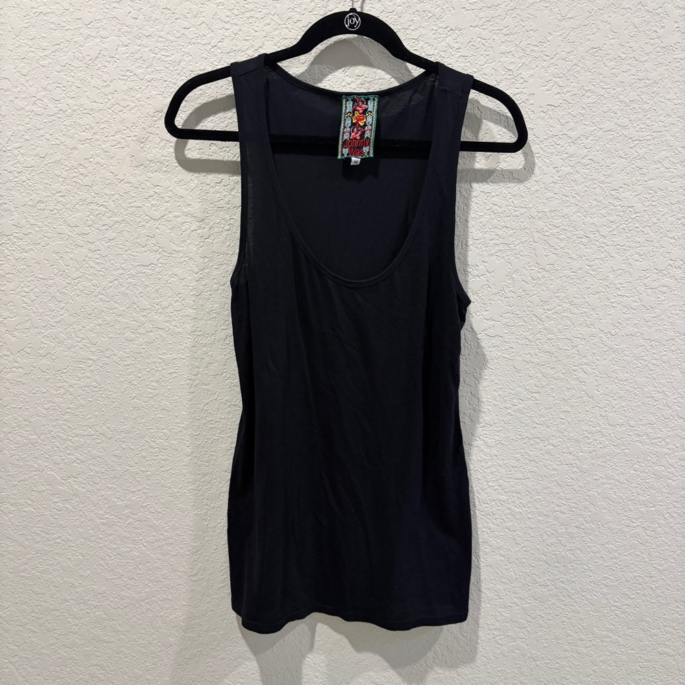 Johnny Was Black Cotton Modal Tank Top Scoop Neck Women’s Size M